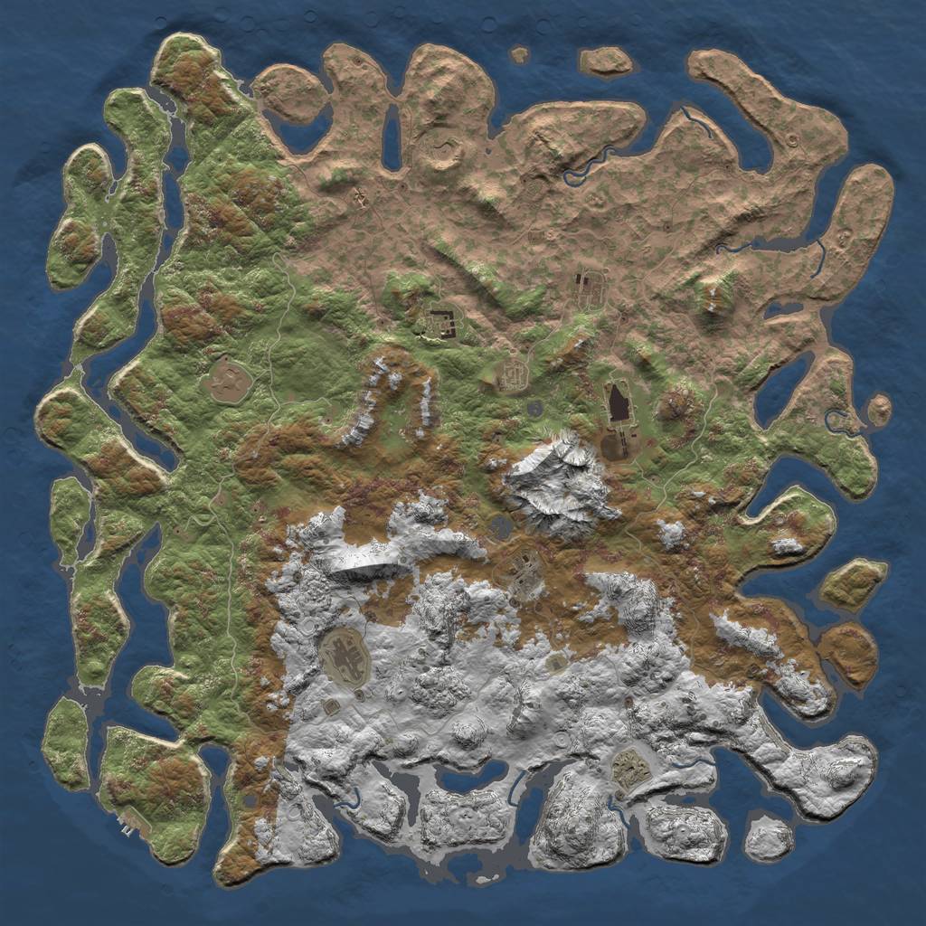 Rust Map: Procedural Map, Size: 6000, Seed: 6544, 15 Monuments