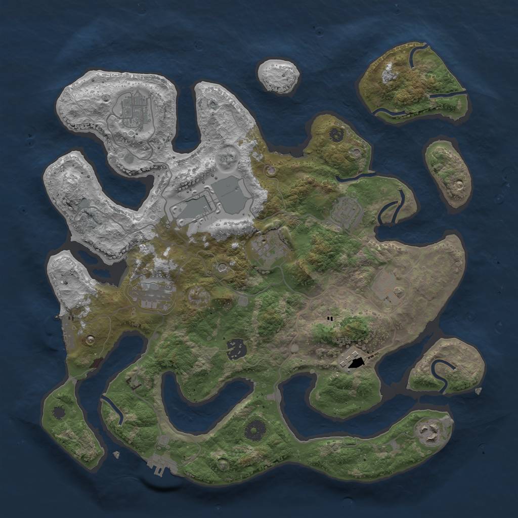 Rust Map: Procedural Map, Size: 3694, Seed: 611340, 14 Monuments