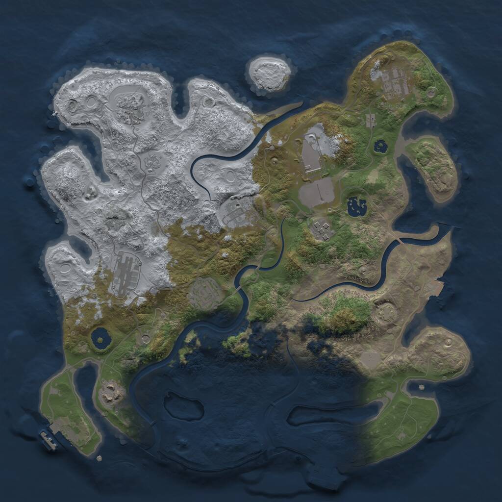 Rust Map: Procedural Map, Size: 3694, Seed: 611340, 15 Monuments