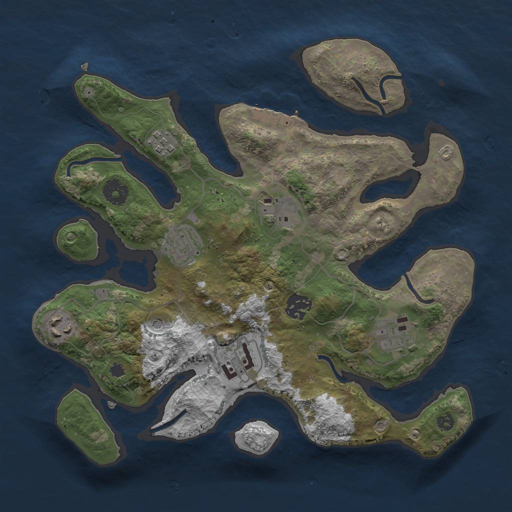 Rust Map: Procedural Map, Size: 3000, Seed: 135351, 11 Monuments