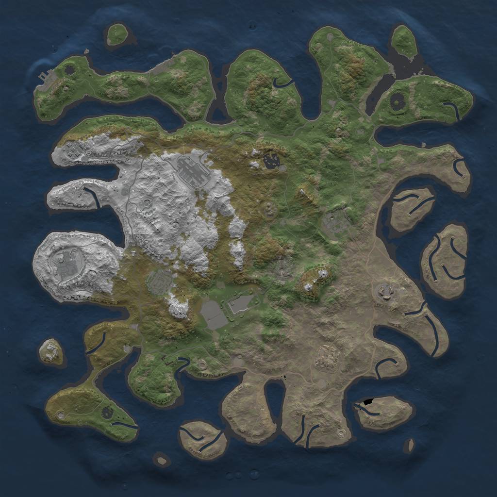 Rust Map: Procedural Map, Size: 4500, Seed: 2062706684, 14 Monuments