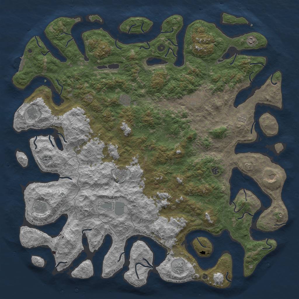 Rust Map: Procedural Map, Size: 6000, Seed: 45674318, 15 Monuments