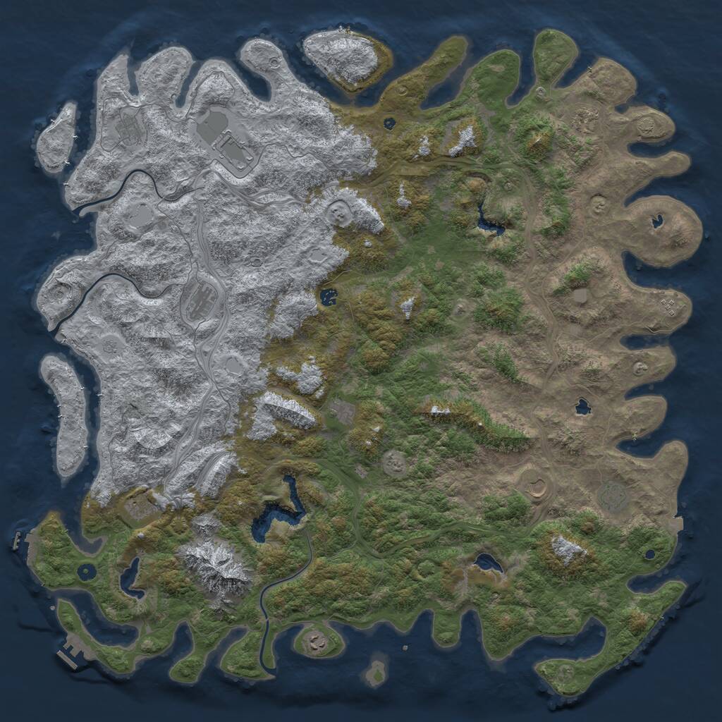 Rust Map: Procedural Map, Size: 6000, Seed: 420690, 17 Monuments