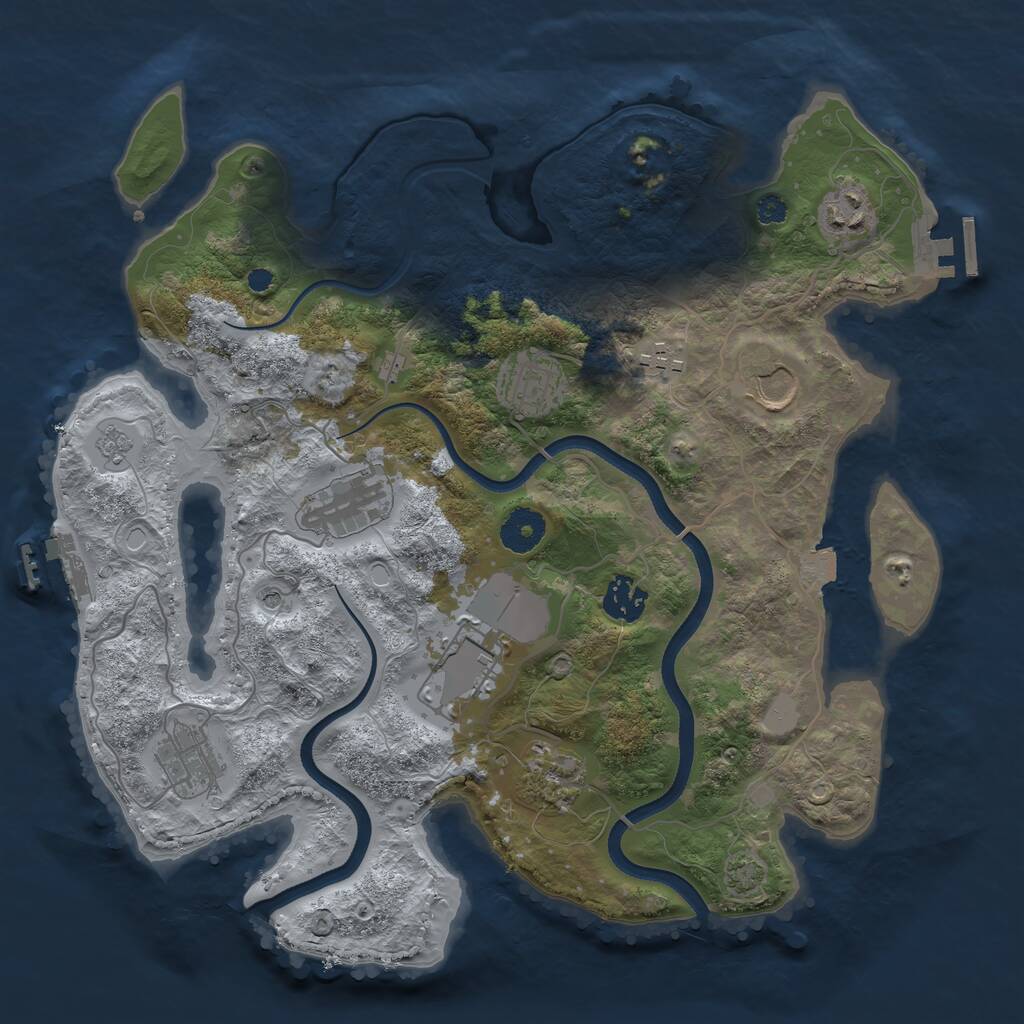 Rust Map: Procedural Map, Size: 3500, Seed: 524878321, 15 Monuments
