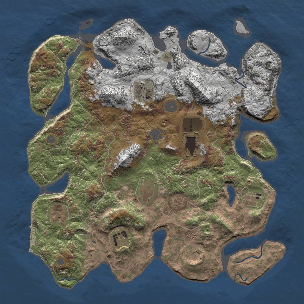 Rust Map: Procedural Map, Size: 4000, Seed: 9876234, 14 Monuments