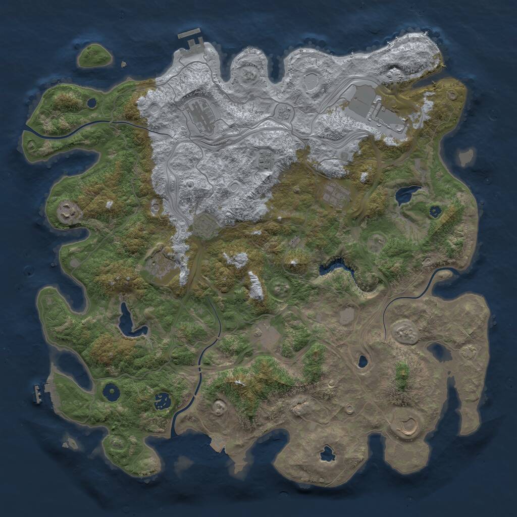 Rust Map: Procedural Map, Size: 4500, Seed: 489384, 16 Monuments
