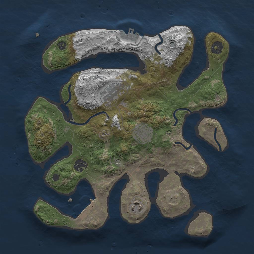 Rust Map: Procedural Map, Size: 3000, Seed: 93723744, 12 Monuments