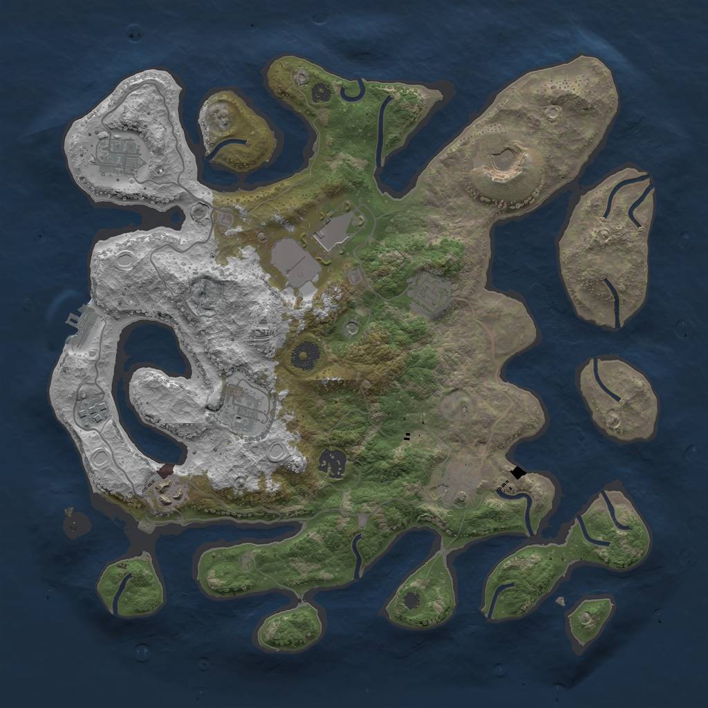 Rust Map: Procedural Map, Size: 3700, Seed: 8243769, 16 Monuments