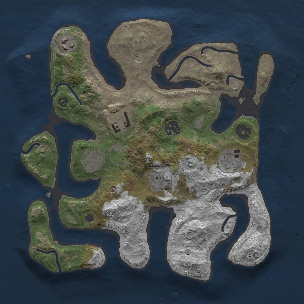 Rust Map: Procedural Map, Size: 3000, Seed: 1533304982, 9 Monuments