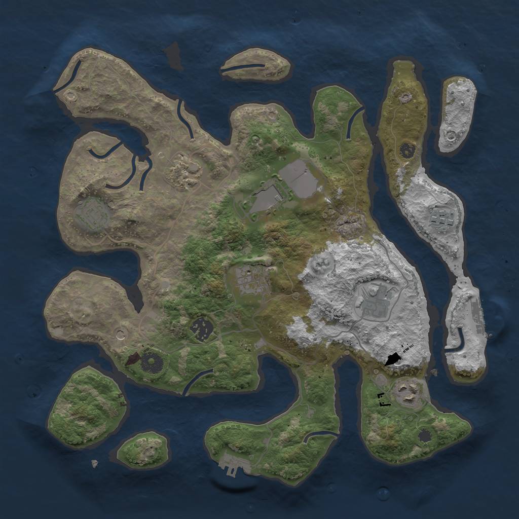 Rust Map: Procedural Map, Size: 3500, Seed: 1623026165, 13 Monuments