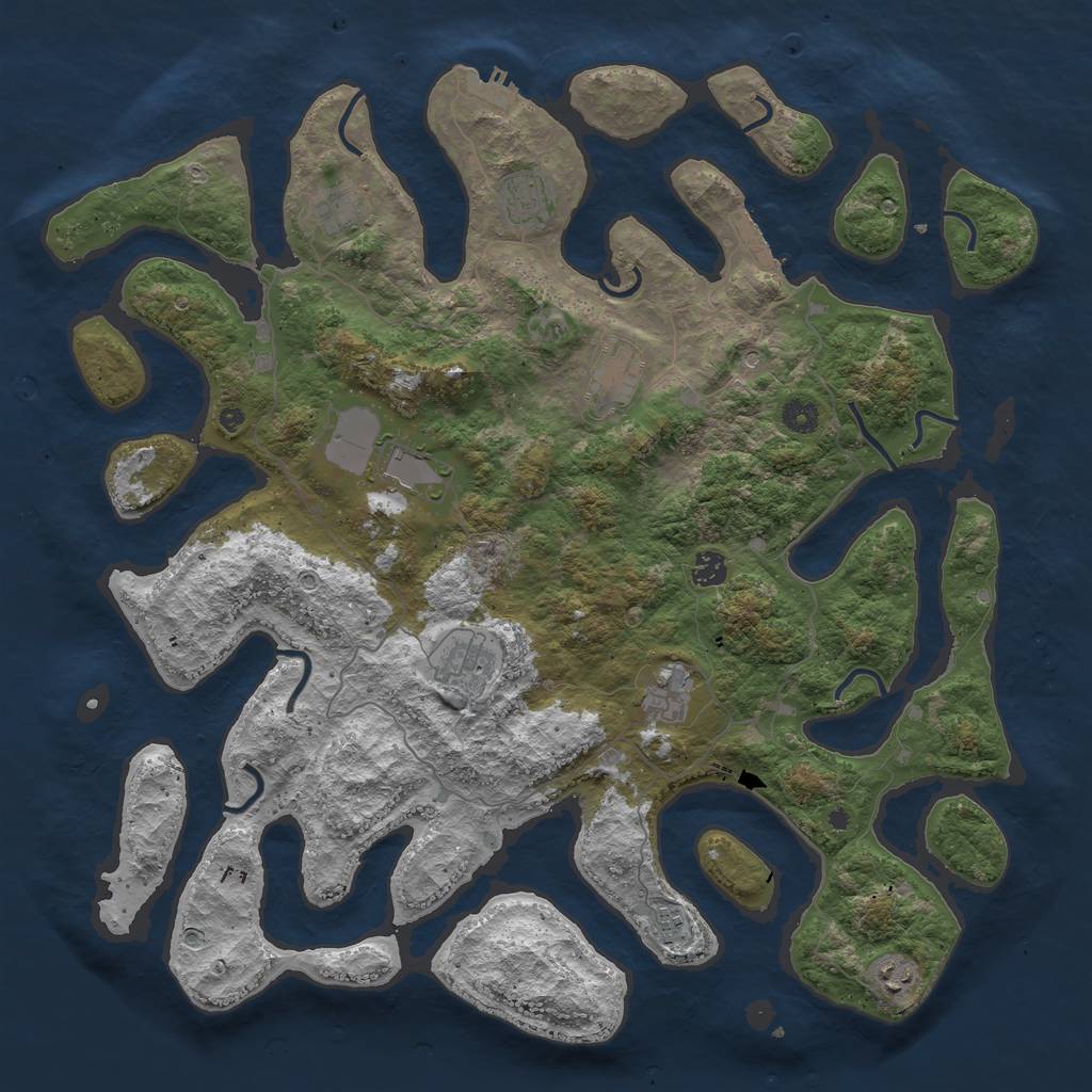 Rust Map: Procedural Map, Size: 4500, Seed: 298659, 14 Monuments