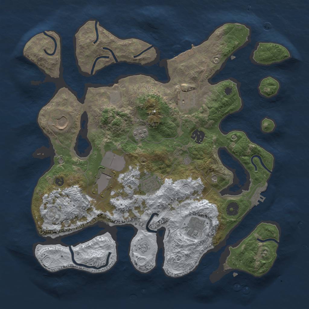 Rust Map: Procedural Map, Size: 3500, Seed: 444444444, 16 Monuments