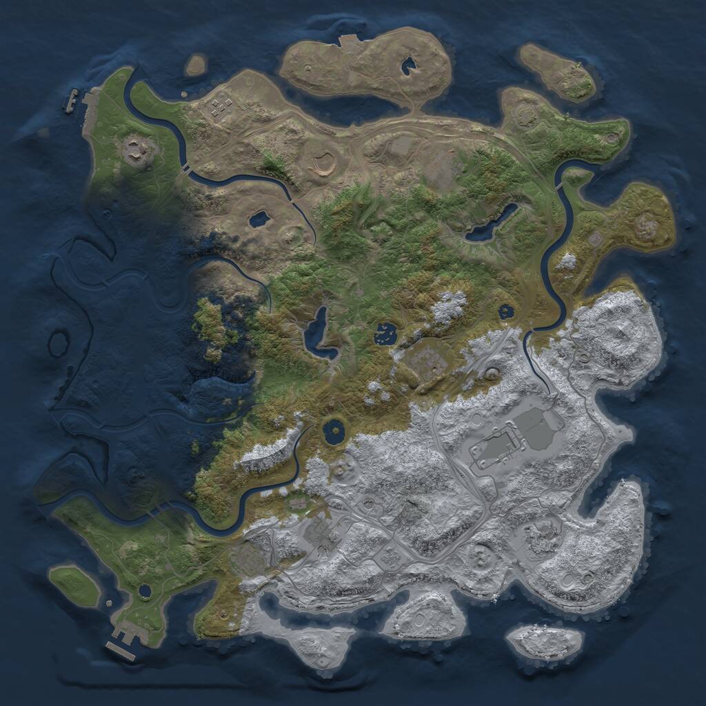 Rust Map: Procedural Map, Size: 4500, Seed: 869394, 16 Monuments