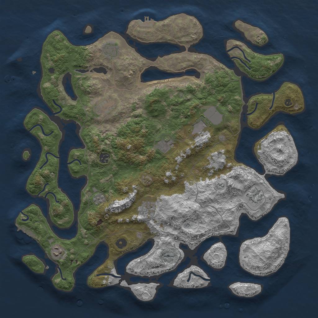 Rust Map: Procedural Map, Size: 4500, Seed: 869394, 20 Monuments