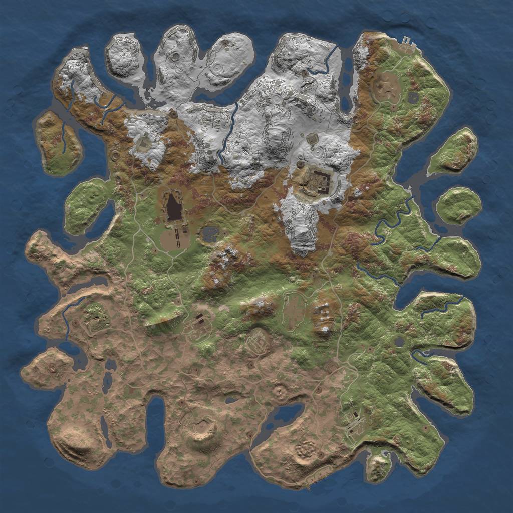 Rust Map: Procedural Map, Size: 4500, Seed: 7171717, 16 Monuments