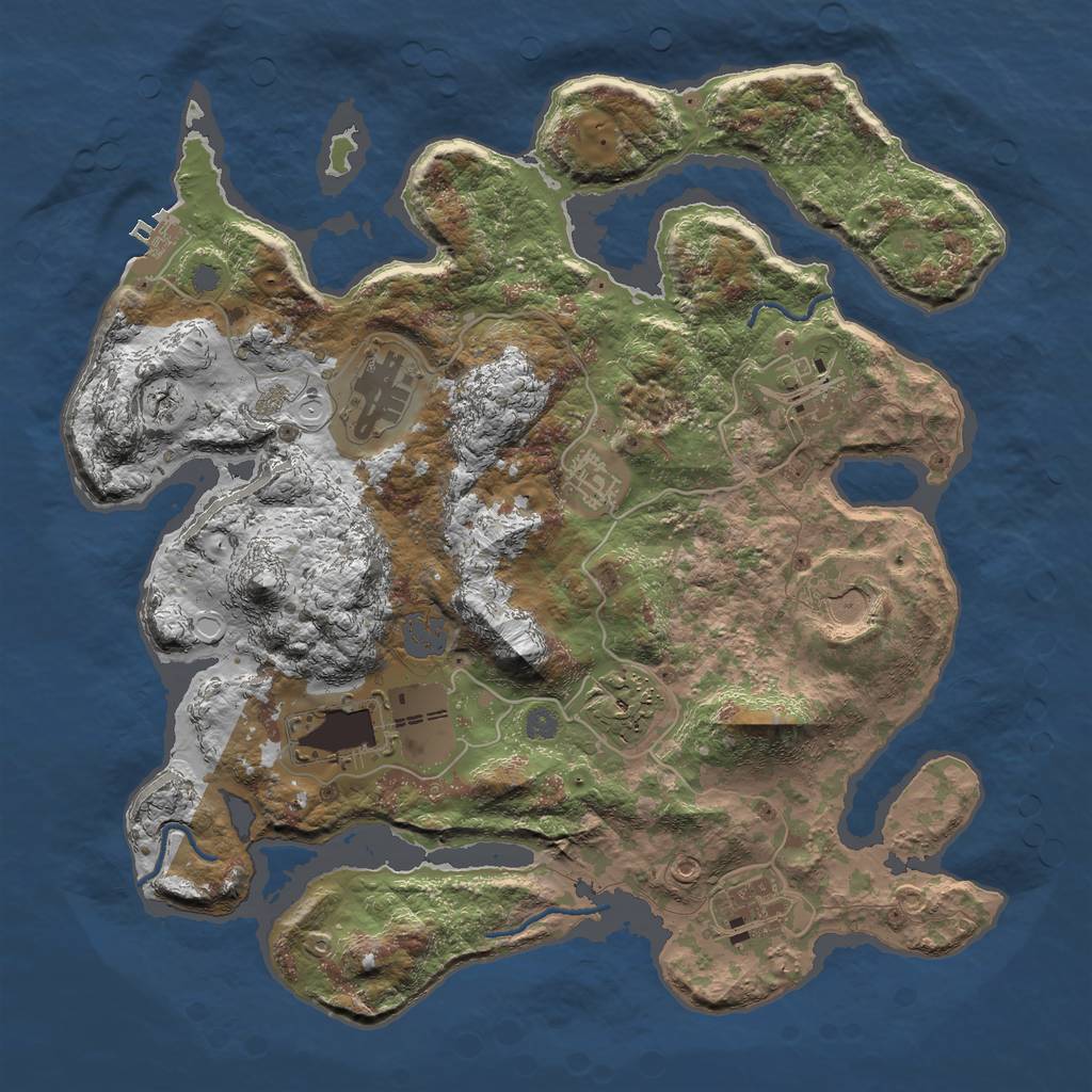 Rust Map: Procedural Map, Size: 3500, Seed: 108012021, 13 Monuments