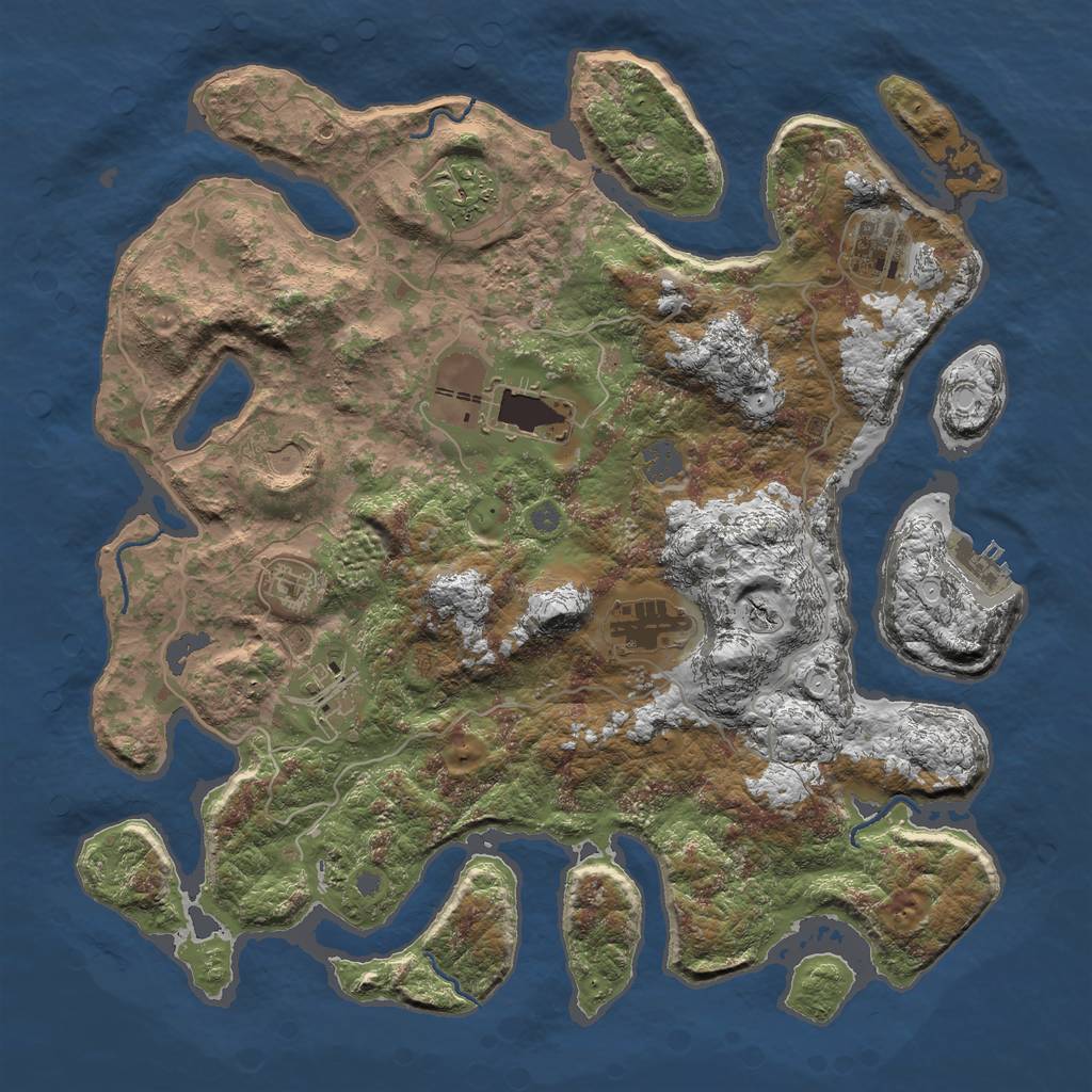 Rust Map: Procedural Map, Size: 4000, Seed: 1072021, 13 Monuments