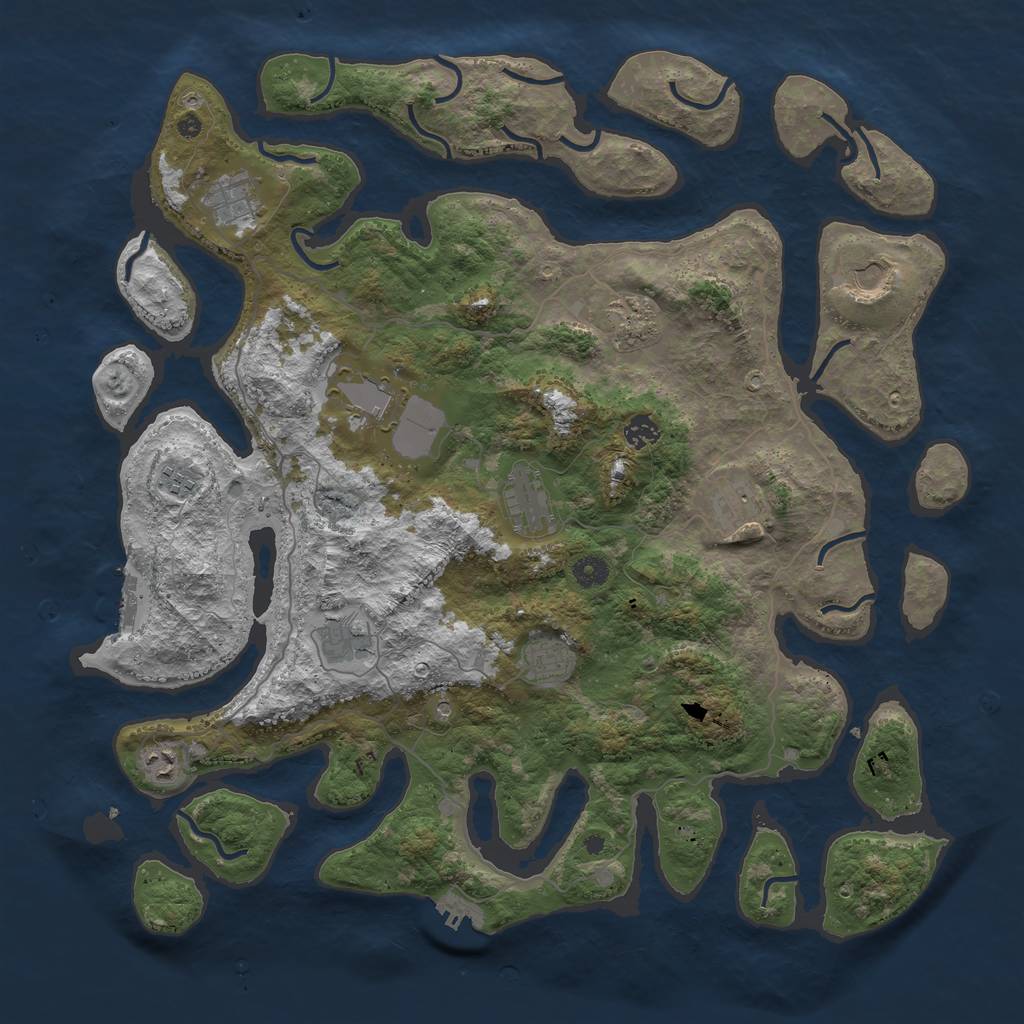 Rust Map: Procedural Map, Size: 4500, Seed: 897015574, 16 Monuments