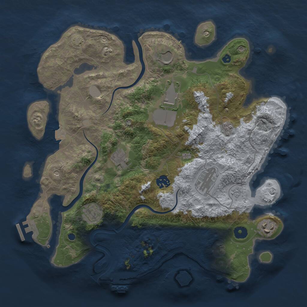 Rust Map: Procedural Map, Size: 3500, Seed: 71449172, 14 Monuments