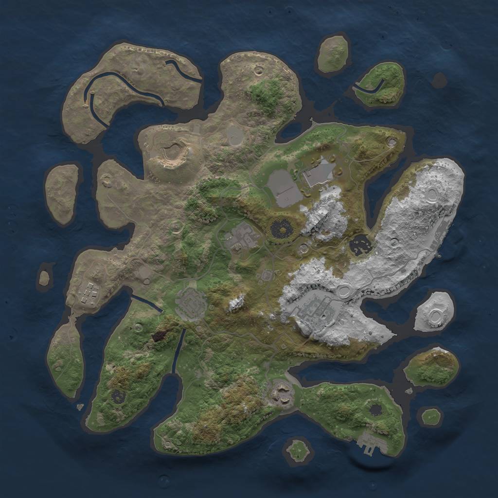 Rust Map: Procedural Map, Size: 3500, Seed: 71449172, 16 Monuments