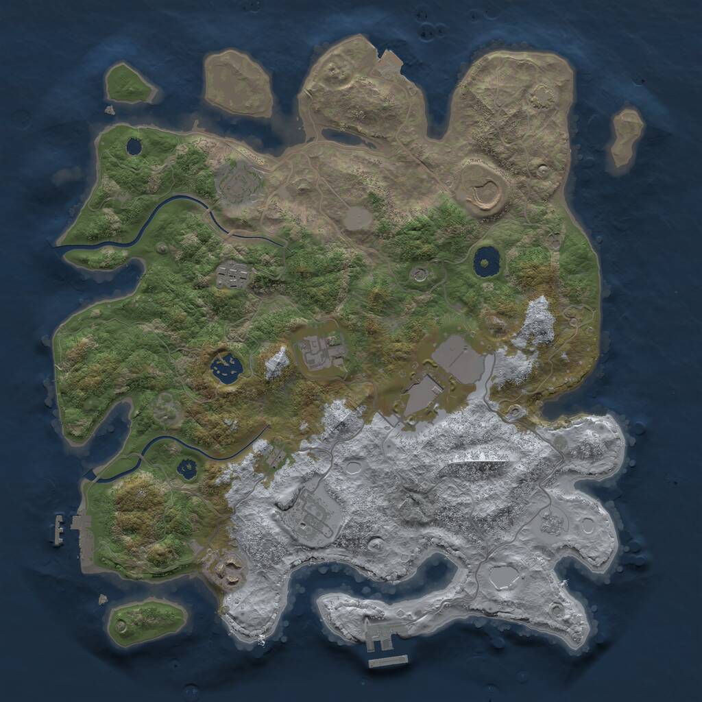 Rust Map: Procedural Map, Size: 3600, Seed: 963369693, 14 Monuments