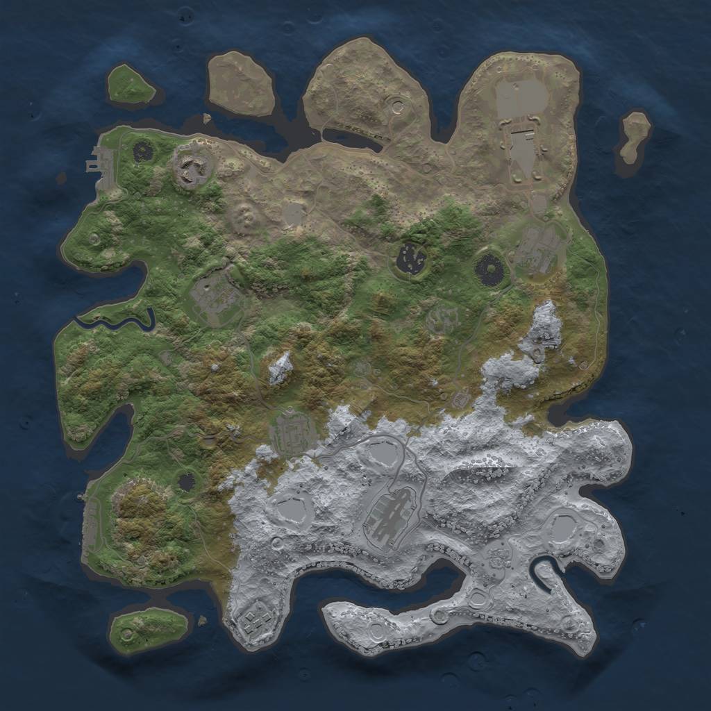 Rust Map: Procedural Map, Size: 3600, Seed: 963369693, 15 Monuments