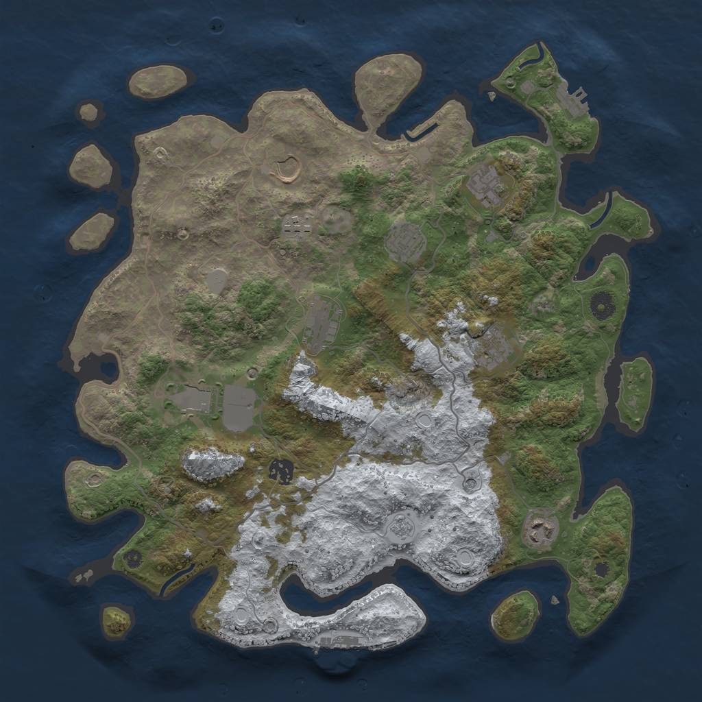 Rust Map: Procedural Map, Size: 4000, Seed: 32636, 18 Monuments