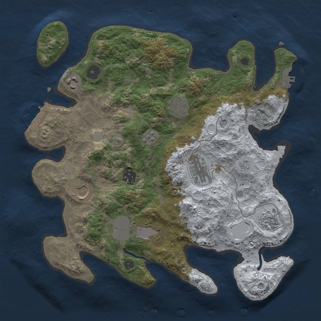 Rust Map: Procedural Map, Size: 3500, Seed: 2066058048, 17 Monuments