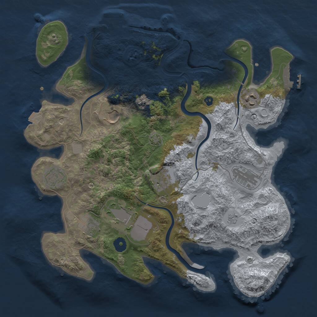 Rust Map: Procedural Map, Size: 3500, Seed: 2066058048, 14 Monuments