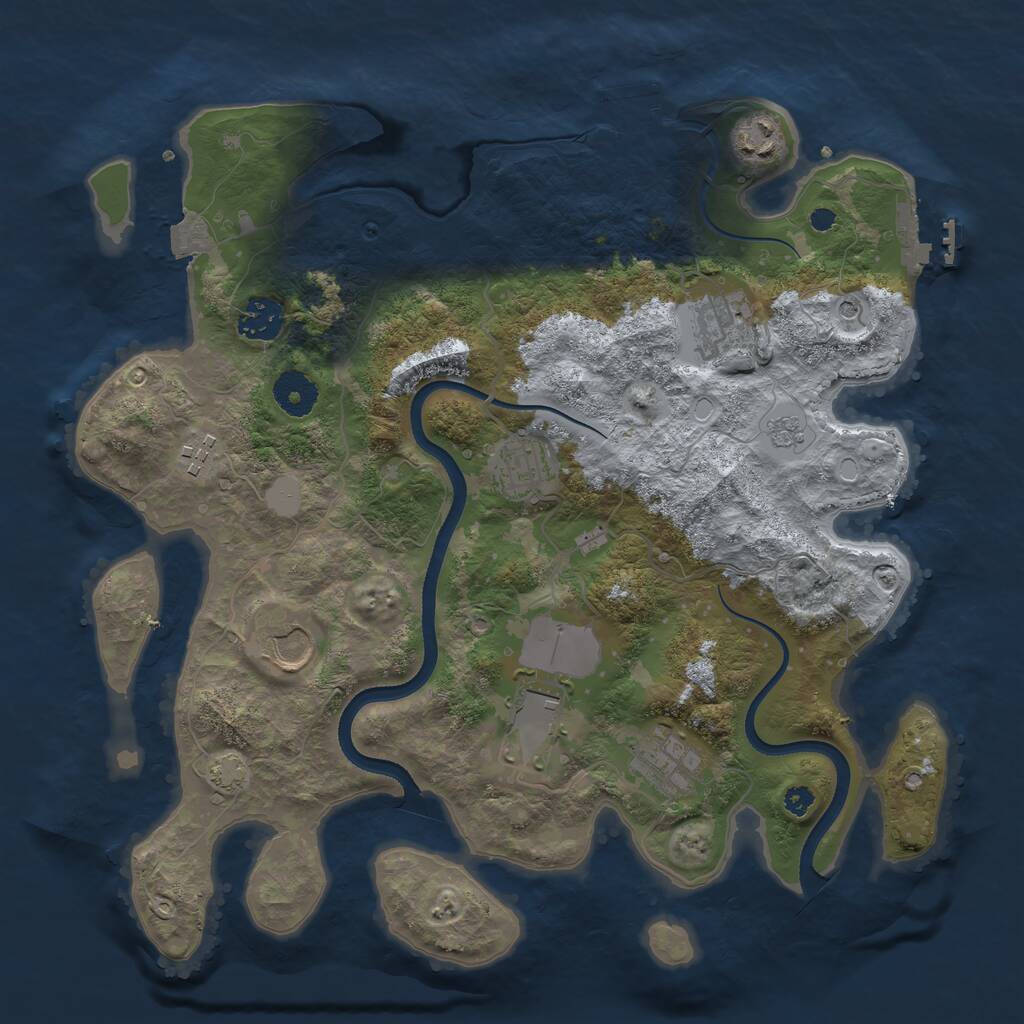 Rust Map: Procedural Map, Size: 3500, Seed: 25278538, 14 Monuments