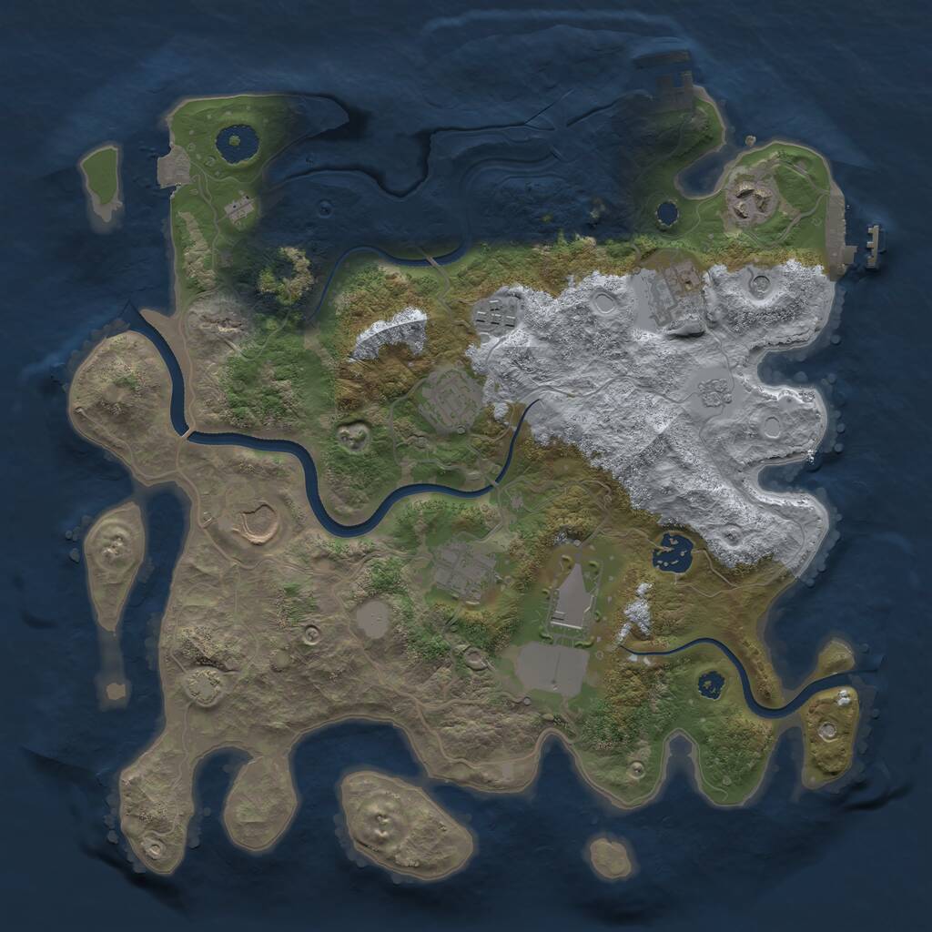 Rust Map: Procedural Map, Size: 3500, Seed: 25278538, 14 Monuments