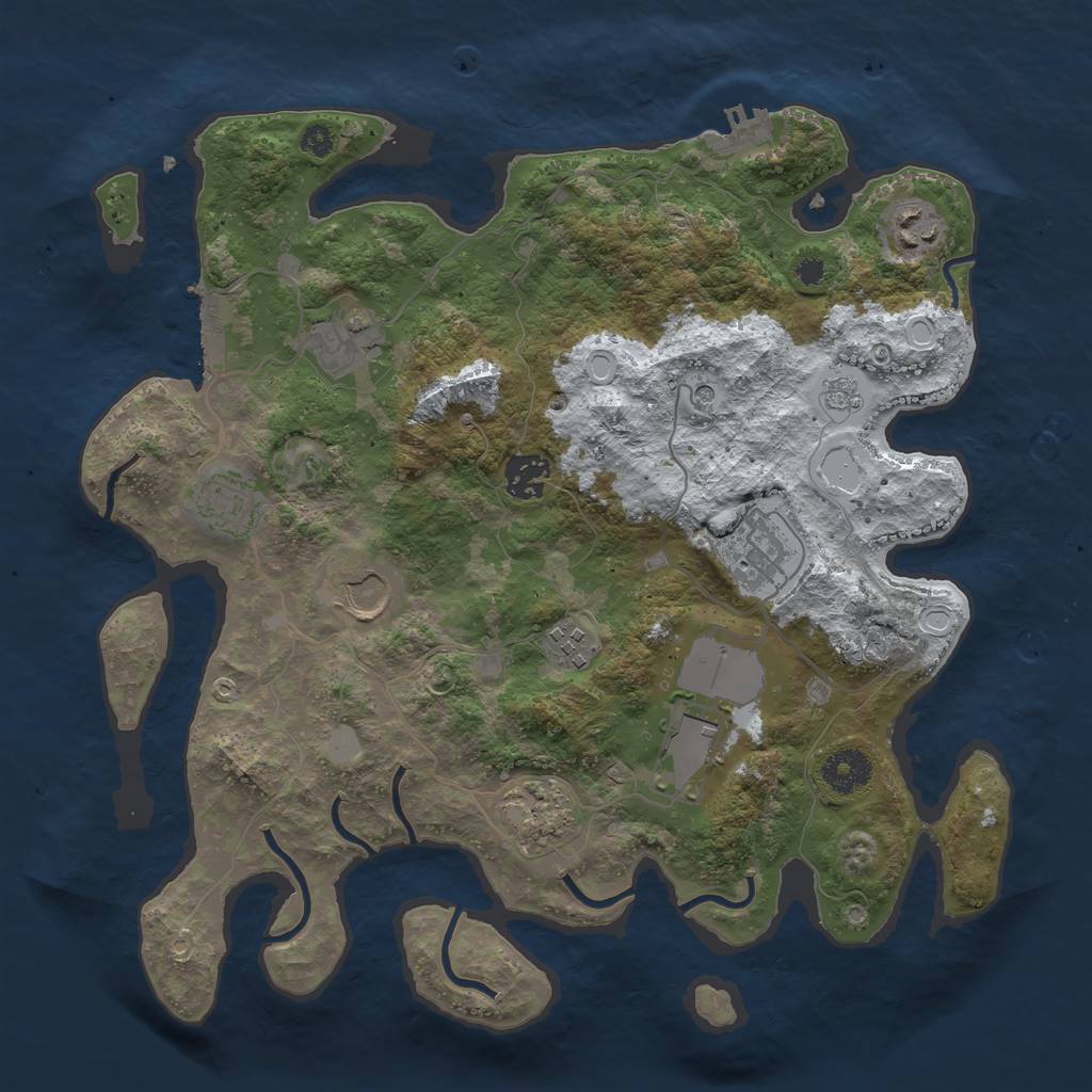 Rust Map: Procedural Map, Size: 3500, Seed: 25278538, 18 Monuments