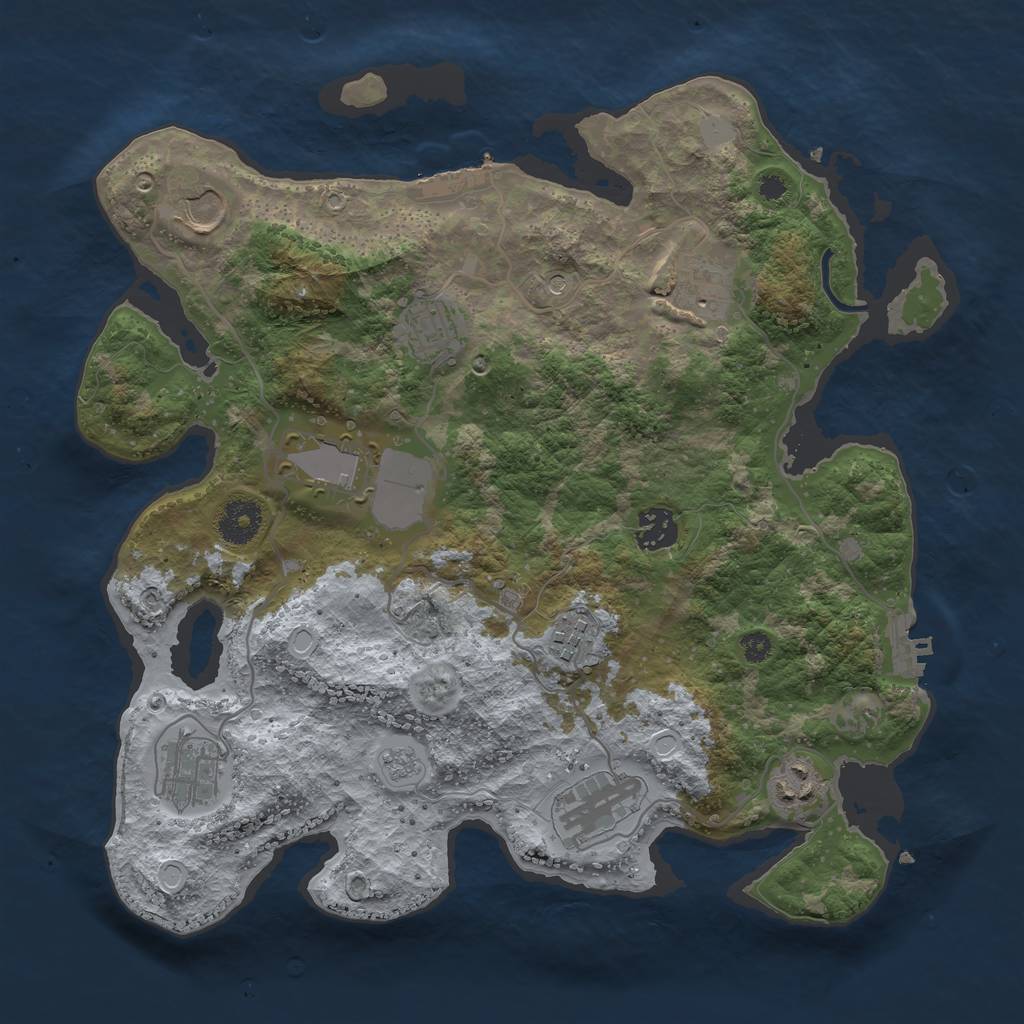 Rust Map: Procedural Map, Size: 3500, Seed: 1970625308, 16 Monuments