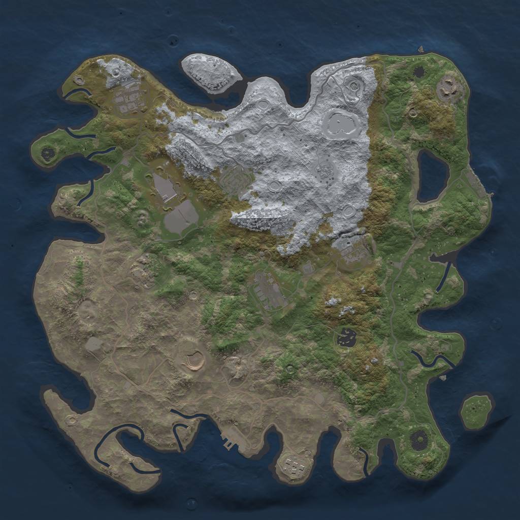 Rust Map: Procedural Map, Size: 4000, Seed: 1263908, 19 Monuments