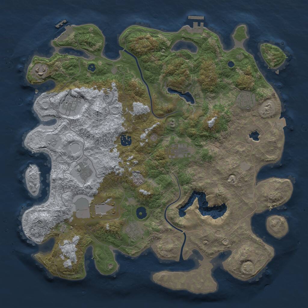 Rust Map: Procedural Map, Size: 4000, Seed: 39393939, 15 Monuments