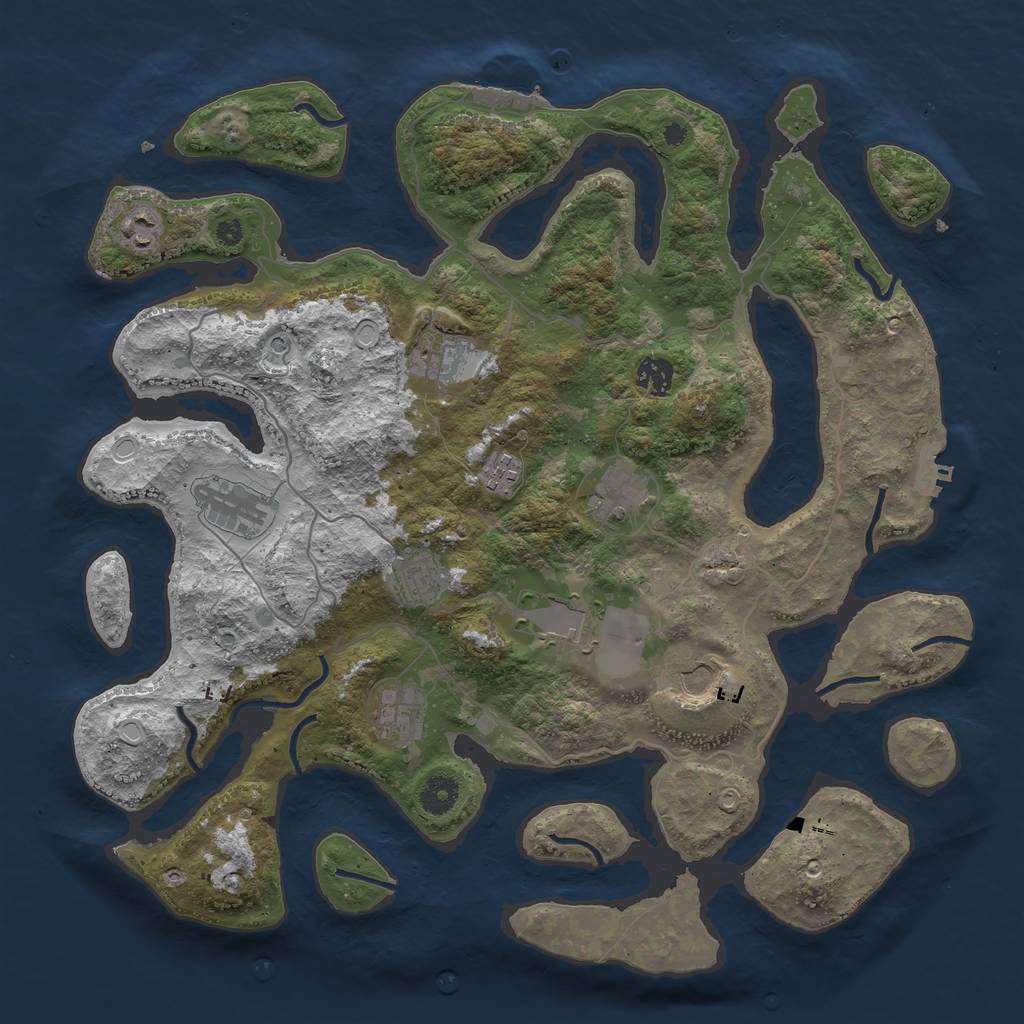 Rust Map: Procedural Map, Size: 4000, Seed: 39393939, 21 Monuments