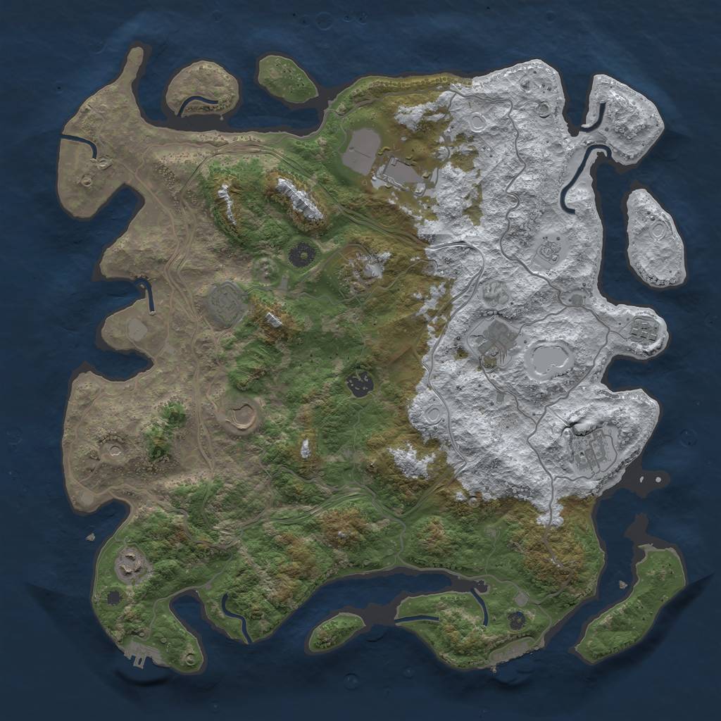 Rust Map: Procedural Map, Size: 4250, Seed: 915416486, 18 Monuments