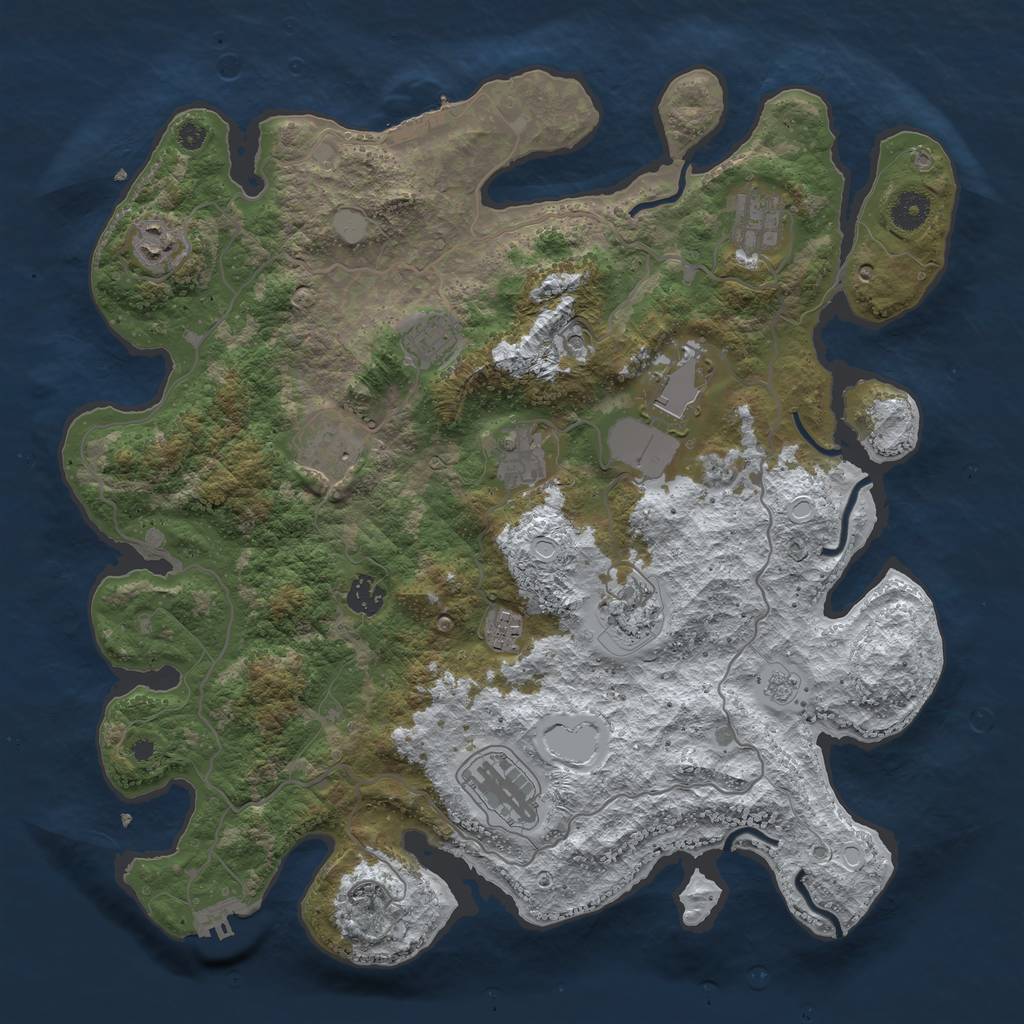 Rust Map: Procedural Map, Size: 4000, Seed: 8885369, 19 Monuments