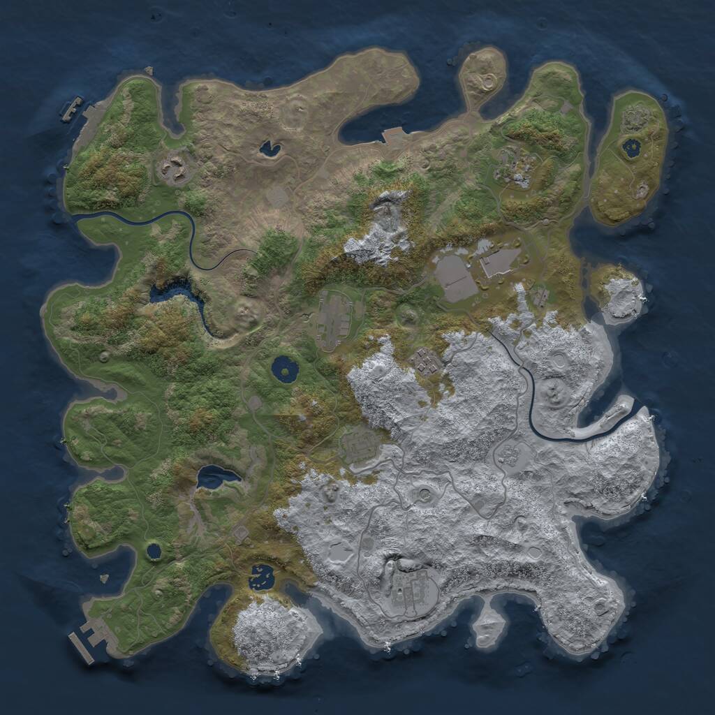 Rust Map: Procedural Map, Size: 4000, Seed: 8885369, 14 Monuments