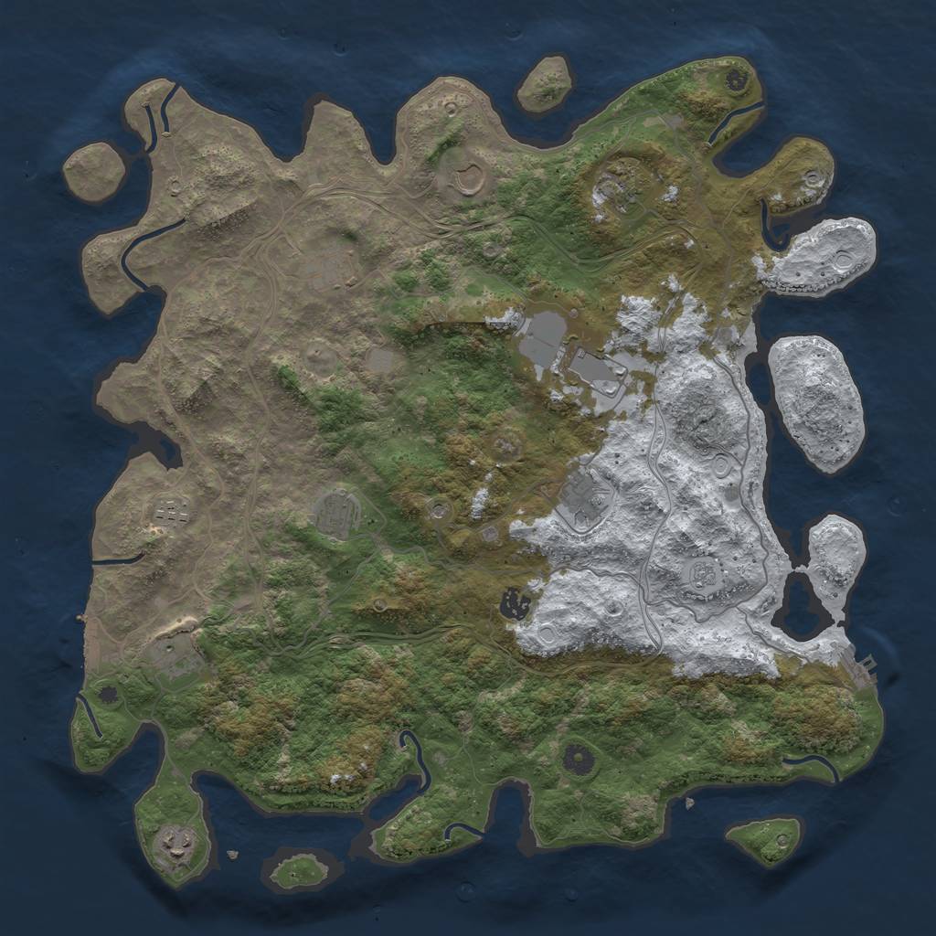 Rust Map: Procedural Map, Size: 4500, Seed: 84625, 19 Monuments