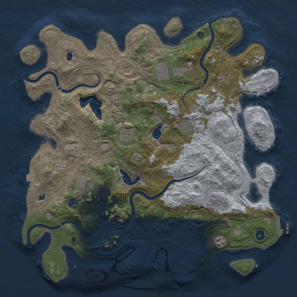 Rust Map: Procedural Map, Size: 4500, Seed: 84625, 16 Monuments