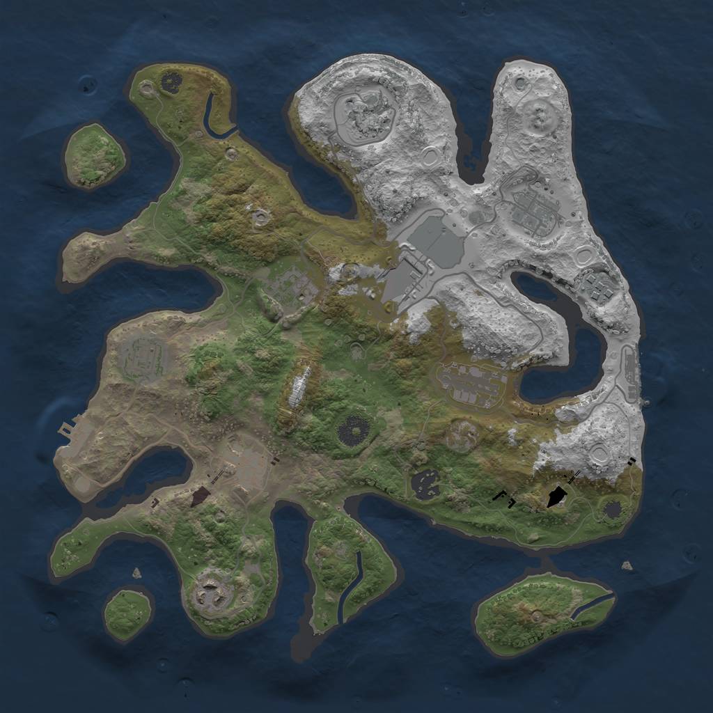 Rust Map: Procedural Map, Size: 3500, Seed: 3500605, 18 Monuments