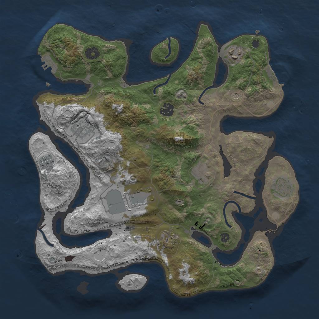 Rust Map: Procedural Map, Size: 3500, Seed: 757436, 19 Monuments