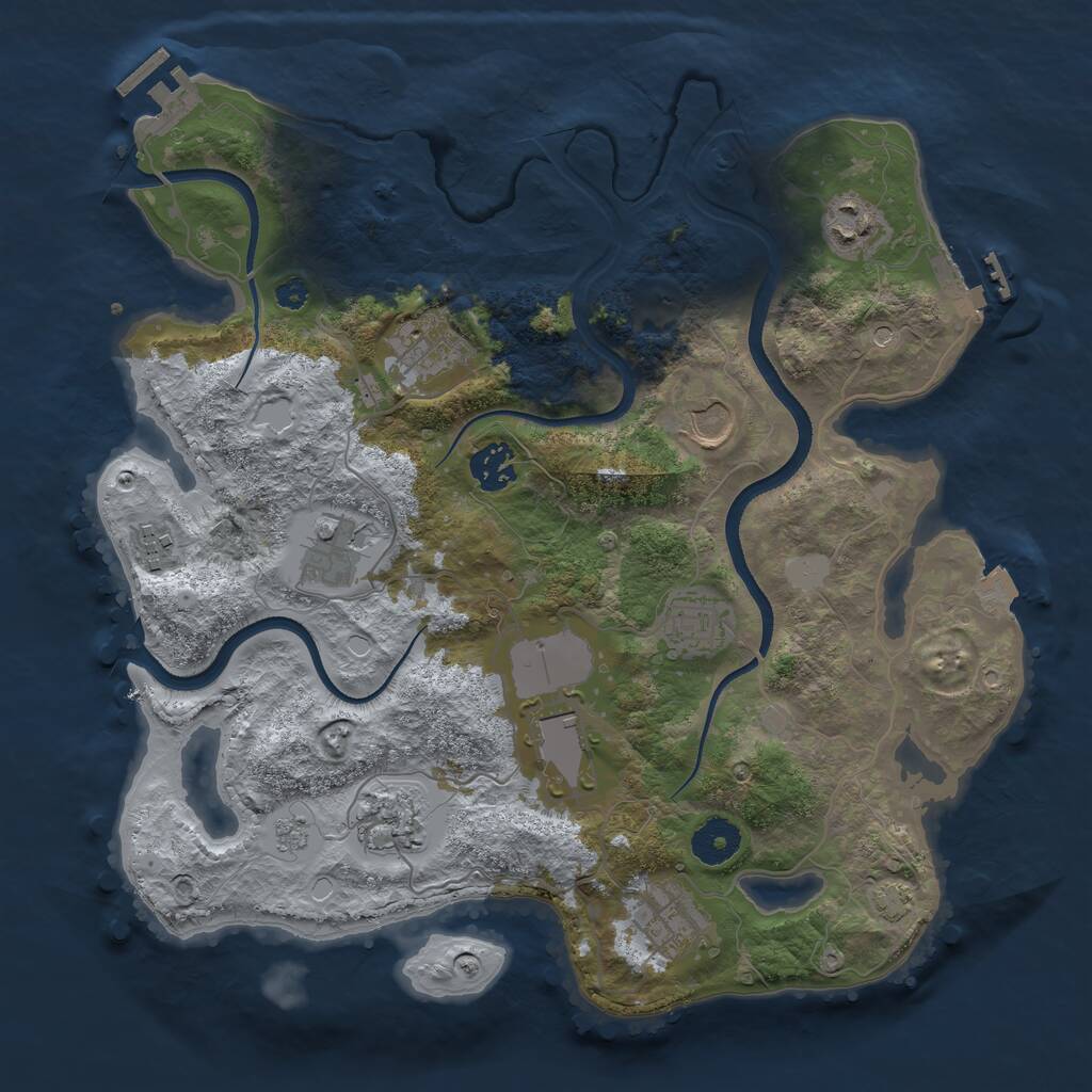 Rust Map: Procedural Map, Size: 3500, Seed: 757436, 16 Monuments