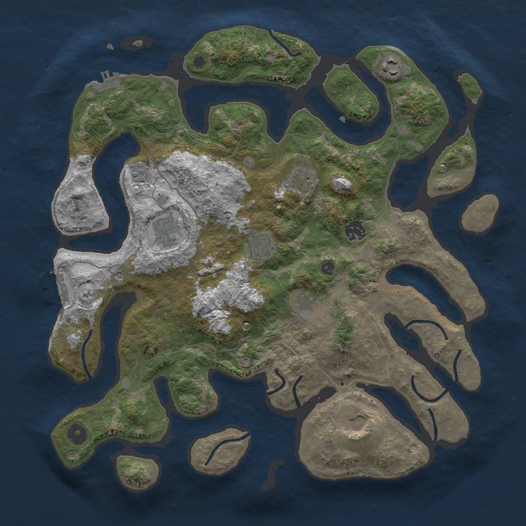 Rust Map: Procedural Map, Size: 4000, Seed: 2464, 13 Monuments