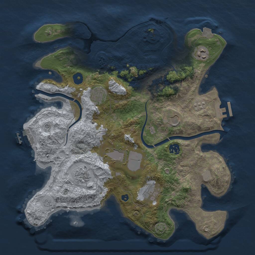 Rust Map: Procedural Map, Size: 3500, Seed: 614289591, 14 Monuments