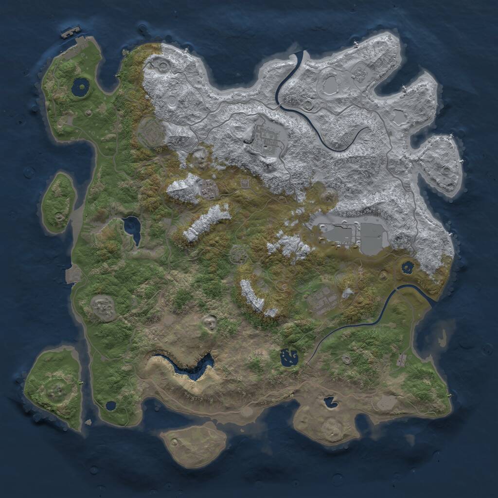 Rust Map: Procedural Map, Size: 4000, Seed: 455455, 11 Monuments