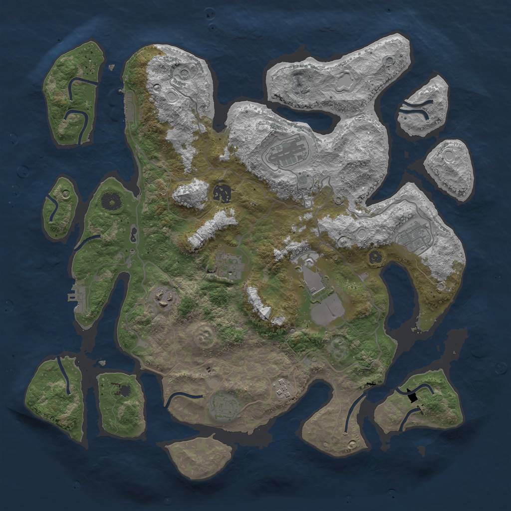 Rust Map: Procedural Map, Size: 4000, Seed: 455455, 16 Monuments