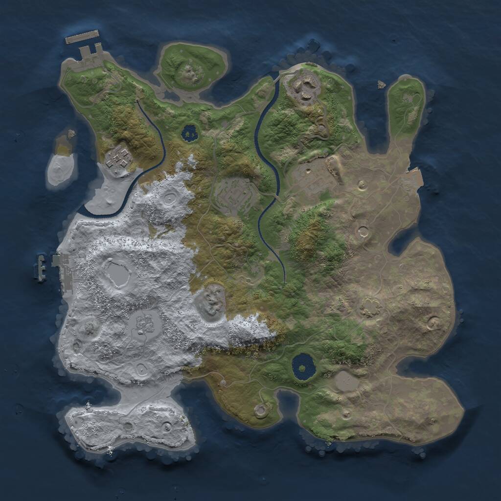 Rust Map: Procedural Map, Size: 3000, Seed: 456789123, 10 Monuments