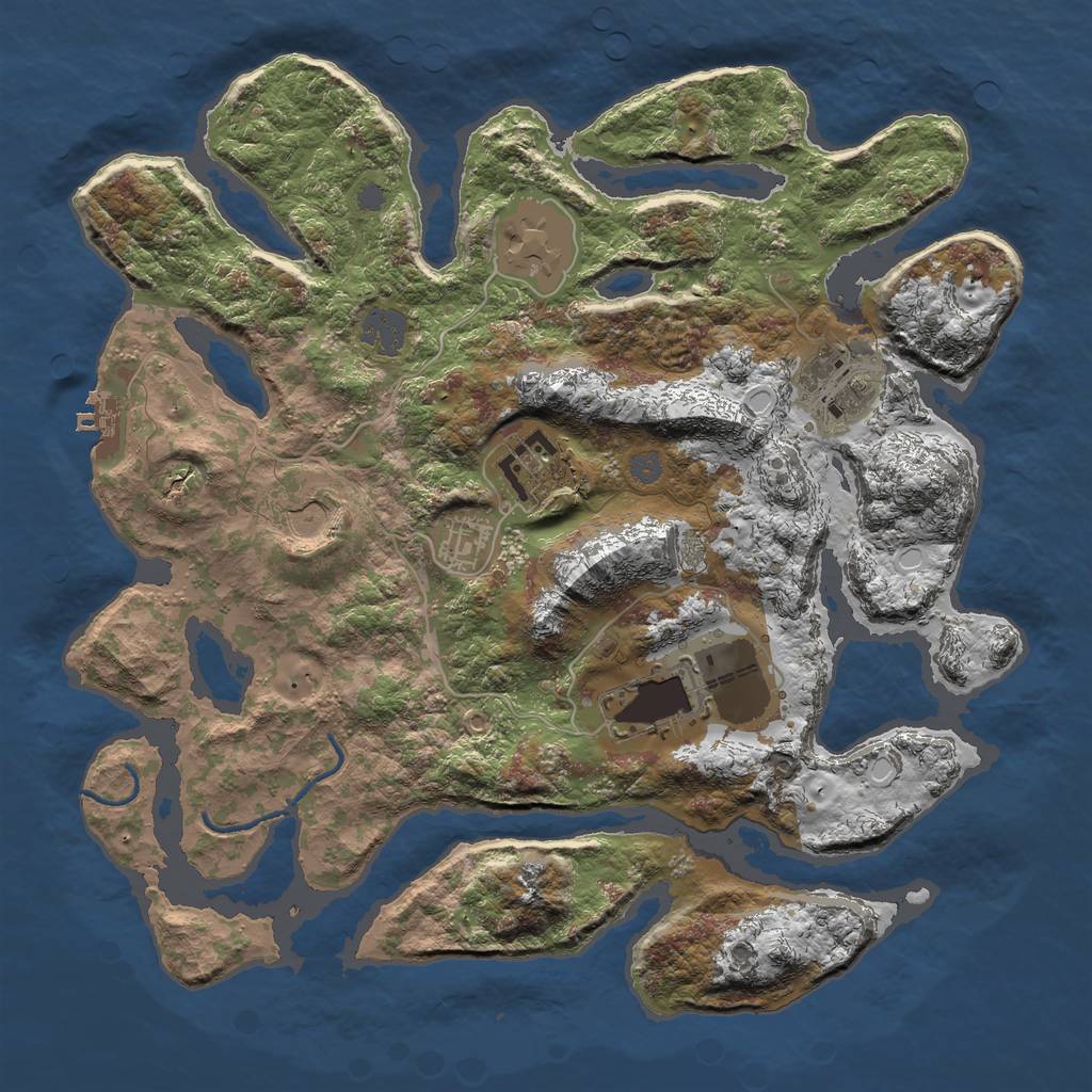Rust Map: Procedural Map, Size: 3500, Seed: 45211, 12 Monuments